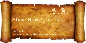 Vider Mihály névjegykártya